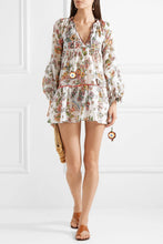 Load image into Gallery viewer, Floral Print V Neck Long Sleeve Bohemia Mini Dress