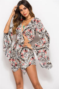Casual Beach Holiday Print V-Neck Jumpsuit
