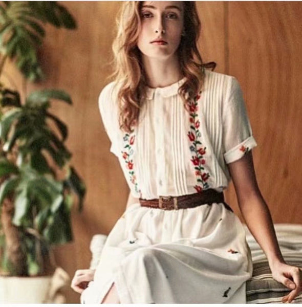 Embroidery Short Sleeve Casual Summer Dress