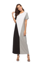 Load image into Gallery viewer, Round Neck Short Sleeve Splice Full Length Dress