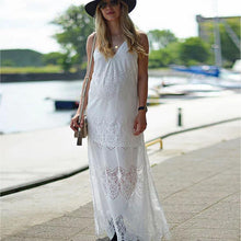 Load image into Gallery viewer, Summer Lace V-Neck Stitching Sling Sexy Backless Beach Dress