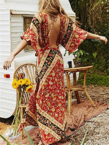 2018 Vintage Print Bohemia Dress