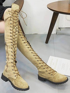 Winter Solid Bandage Over-the-knee Boots
