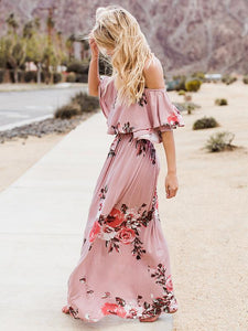 Floral Off Shoulder Ruffle Maxi Dress