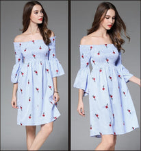 Load image into Gallery viewer, Off Shoulder Flower Embroidered New Casual Mini Dress