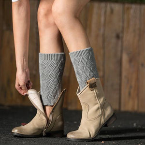 Autumn and winter knitted warm leg boots boot wool leggings rhombus line socks