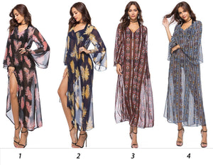 2018 new arrival Loose printed dress speaker sleeve large size women s clothing