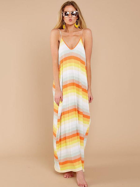 New 2018 Spaghetti Strap Beach Boho Maxi Dress