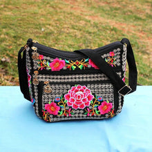 Load image into Gallery viewer, New Ethnic Style Women&#39;s Embroidery Bag Large Capacity Multi layer Embroidery One shoulder Crossbody Cosmetic Bag