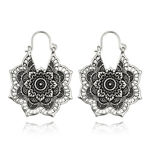 Bohemian Vintage Hollow Alloy Flower Earrings Accessories