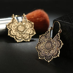 Bohemian Vintage Hollow Alloy Flower Earrings Accessories