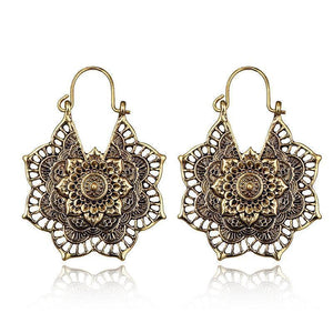 Bohemian Vintage Hollow Alloy Flower Earrings Accessories