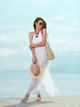 Load image into Gallery viewer, Summer Lace V-Neck Stitching Sling Sexy Backless Beach Dress