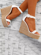 Load image into Gallery viewer, Fashion Wedge High-heel Solid Color Weaving Sandal Shoes