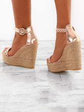 Load image into Gallery viewer, Fashion Wedge High-heel Solid Color Weaving Sandal Shoes
