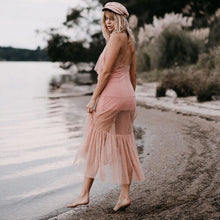 Load image into Gallery viewer, Boho Mesh Pink Ruffles 2 Pieces Sets Dress