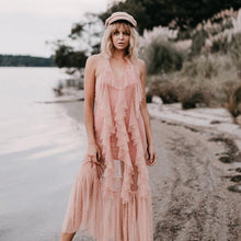 Load image into Gallery viewer, Boho Mesh Pink Ruffles 2 Pieces Sets Dress