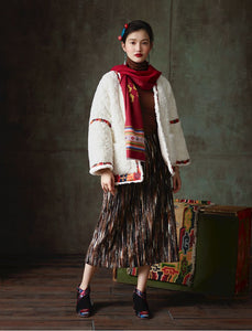 Tibetan style scarf, ethnic style retro printing Tibetan fashion warm scarf shawl
