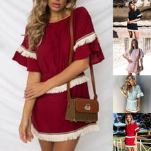 Load image into Gallery viewer, Tassel Split-joint Solid Color Mini Dress