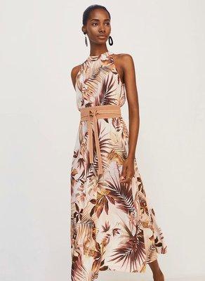 Printed Sleeveless Belted Maxi Dress