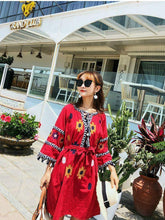 Load image into Gallery viewer, Vintage Ethnic Style V-Neck Tassel Snowflake Embroidered Dress