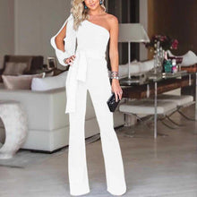 Load image into Gallery viewer, Solid Color One Shoulder Belted Jumpsuit Romper
