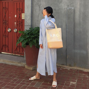 Lazy style shirt-style over-the-knee long-sleeved dress