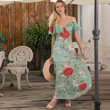 Load image into Gallery viewer, Casual Floral Chiffon Short Sleeve Slip Maxi Dress