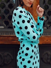 Load image into Gallery viewer, Polka Dot V Neck Long Sleeve Maxi Dress