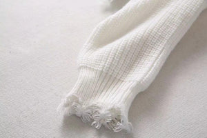 Autumn And Winter Coat Fashion Tassel Irregular Hooded Knit Sweater