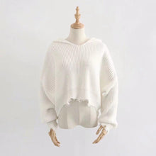 Load image into Gallery viewer, Autumn And Winter Coat Fashion Tassel Irregular Hooded Knit Sweater