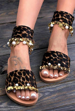 Load image into Gallery viewer, Casual Leopard Open Toe Flat Sandals