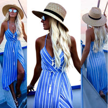 Load image into Gallery viewer, Sexy V-Neck Stripes Maxi Dress Beach Dress