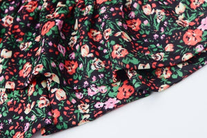 Spring And Summer V-Neck Small Floral Print Wrap Long-Sleeved Dress