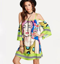 Load image into Gallery viewer, Boho Floral Print Off Shoulder Spaghetti Strap Beach Midi Dress