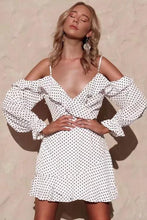 Load image into Gallery viewer, Sexy Deep V-neck Ruffled Sling Strapless Wave Print Dress