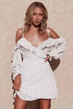 Load image into Gallery viewer, Sexy Deep V-neck Ruffled Sling Strapless Wave Print Dress