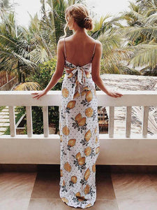 Spaghetti-neck Printed Maxi Dress