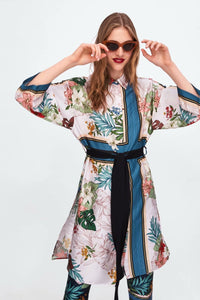 Print Belted Autumn Casual Dress