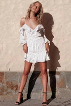 Load image into Gallery viewer, Sexy Deep V-neck Ruffled Sling Strapless Wave Print Dress