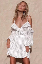 Load image into Gallery viewer, Sexy Deep V-neck Ruffled Sling Strapless Wave Print Dress