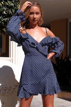 Load image into Gallery viewer, Sexy Deep V-neck Ruffled Sling Strapless Wave Print Dress