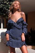 Load image into Gallery viewer, Sexy Deep V-neck Ruffled Sling Strapless Wave Print Dress