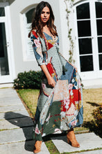 Load image into Gallery viewer, Bohemian Print V-Neck Buttons Large Swing Dress