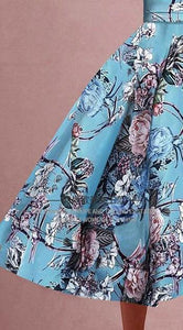 Floral Print V Neck Pleated Midi Dress