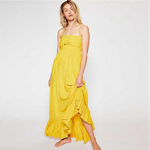 Load image into Gallery viewer, Long Bohemian Solid Color Sling Ruffled Tube Top Fishtail Dress