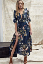 Load image into Gallery viewer, Bohemian Print V-Neck Buttons Large Swing Dress