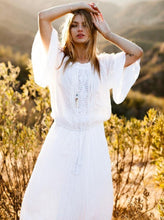 Load image into Gallery viewer, Rayon lace trumpet Long sleeves cozy beach blouse holiday long dress