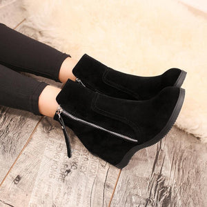 Autumn And Winter Fashion New Products Internal Increase Medium Tube Matte Flat Bottom Boots