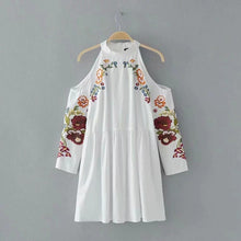Load image into Gallery viewer, Vacation Round Neck Strapless Flower Embroidered Dress